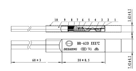 BR-A2D διμεταλλικός διακόπτης 50-150℃, θερμική προστασία ηλεκτρικών μηχανών