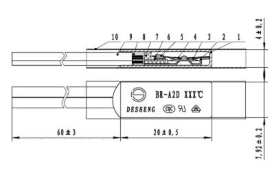 BR-A2D διμεταλλικός διακόπτης 50-150℃, θερμική προστασία ηλεκτρικών μηχανών